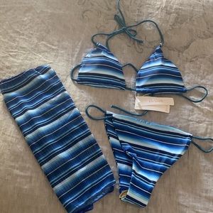 NWT Stripped Bikini with matching sarong